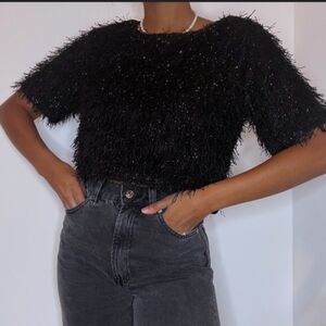 Elegant Black Textured Women's Top